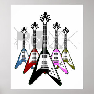Póster Guitarras multicolores de rock