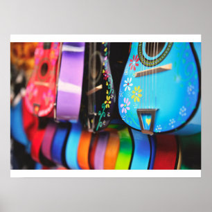 Póster Guitarras musicales brillantes