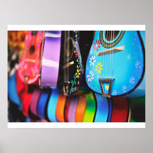 Póster Guitarras musicales brillantes (Frente)
