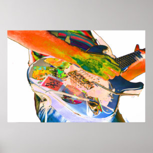 Póster Guitarrista, diseño psychadelic de la música de