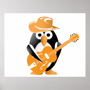 Póster Guitarrista pingüino