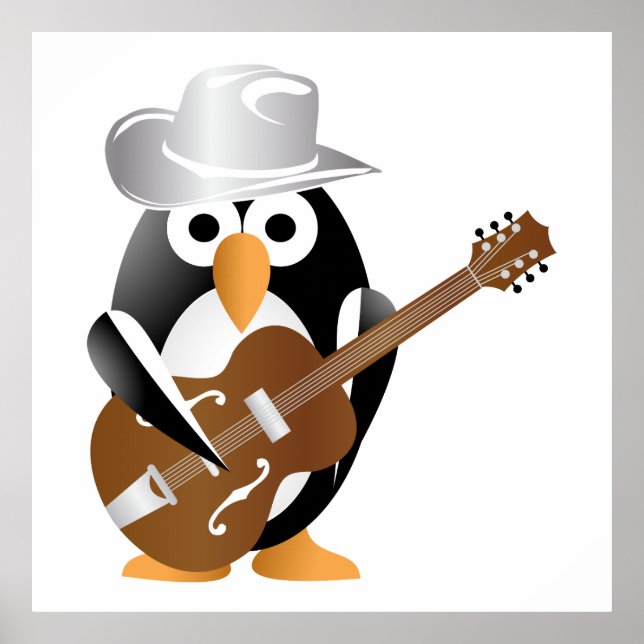 Póster Guitarrista pingüino (Frente)