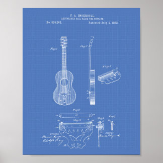 Póster Guitars ajustables 1893 Patent Art Blueprint