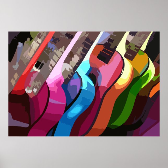Póster Guitars de música colorida (Frente)