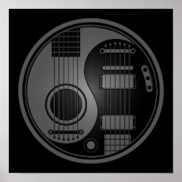 Póster Guitars eléctricos grises y negros de la acústica