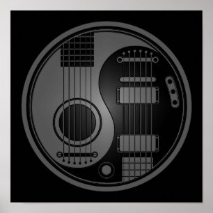 Póster Guitars eléctricos grises y negros de la acústica 