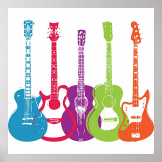 Póster Guitars retro de Punk de época