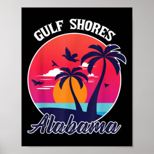 Póster Gulf Shores Beach Alabama Family Vacation Souvenir