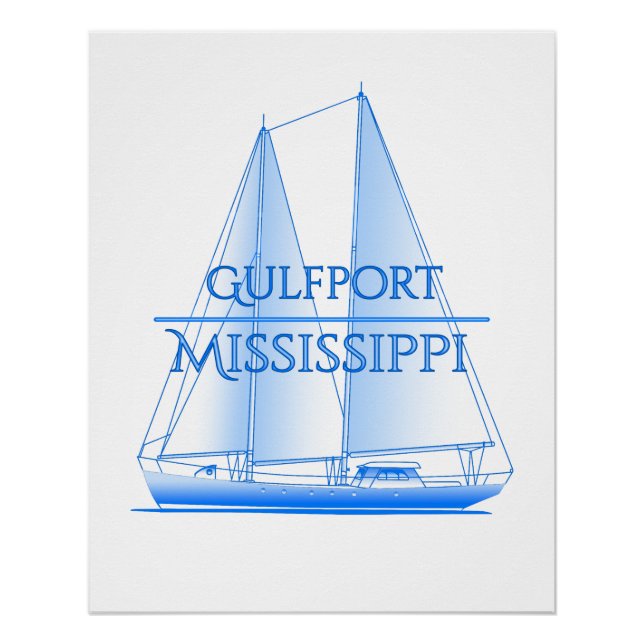 Póster Gulfport Coastal Nautical Sailing (Anverso)