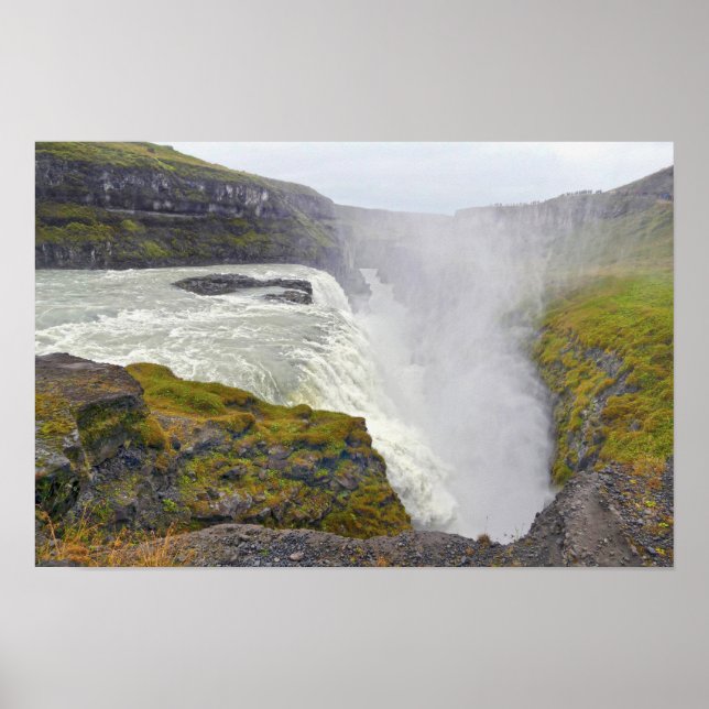 Póster Gullfoss, Catarata Dorada, Islandia (Frente)