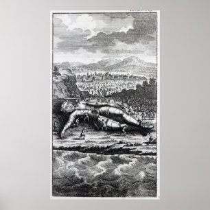 Póster Gulliver capturado por los Lilliputianos