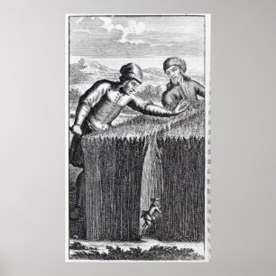 Póster Gulliver es descubierto por un granjero adentro