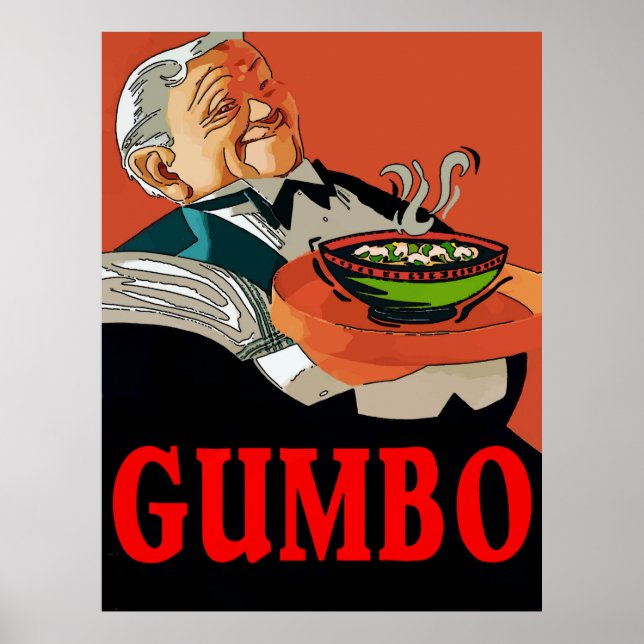 Póster Gumbo, camarero vintage (Frente)