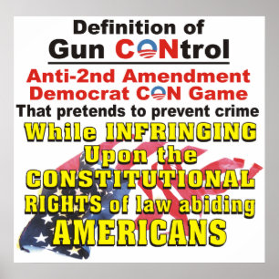 Póster Gun CONtrol Anti2a enmienda Demócrata CON Poster