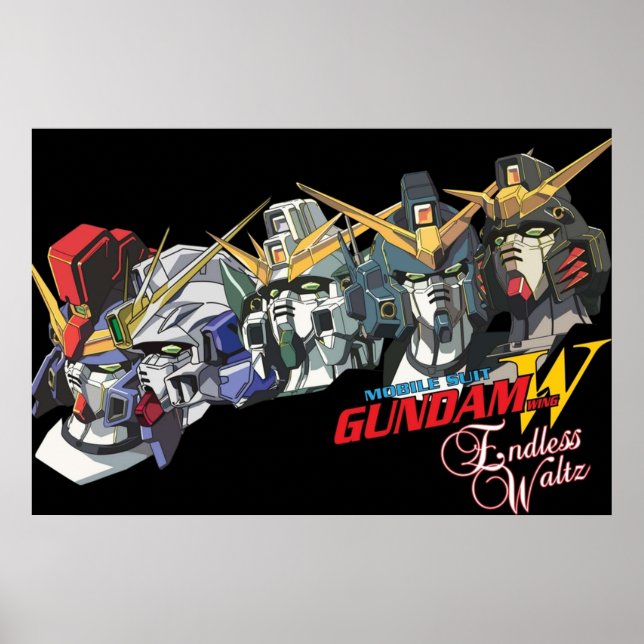 Póster Gundam Wing Endless Waltz Los cinco (Frente)