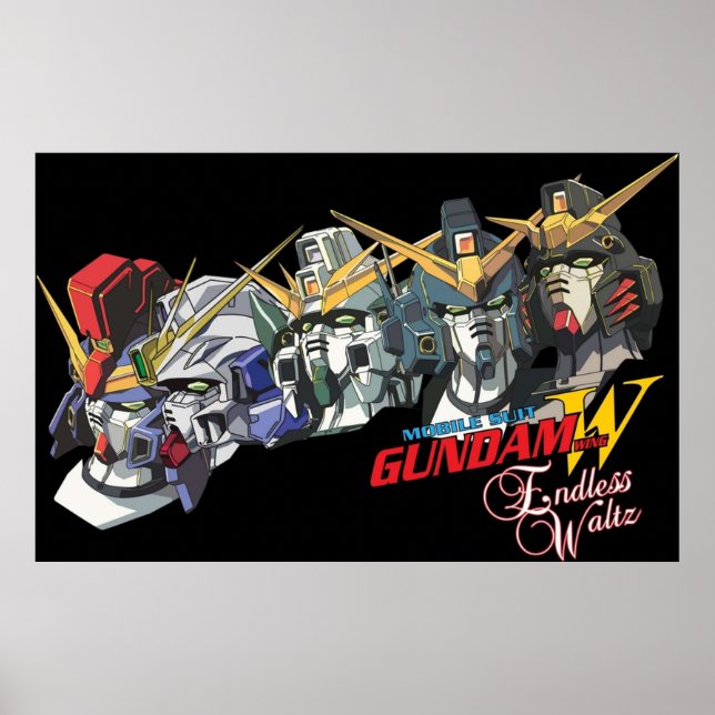 Póster Gundam Wing Endless Waltz Los cinco (Frente)