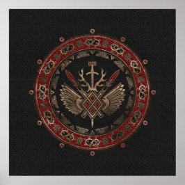 Póster Gungnir - Black and Red Leather and gold