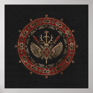 Póster Gungnir - Black and Red Leather and gold