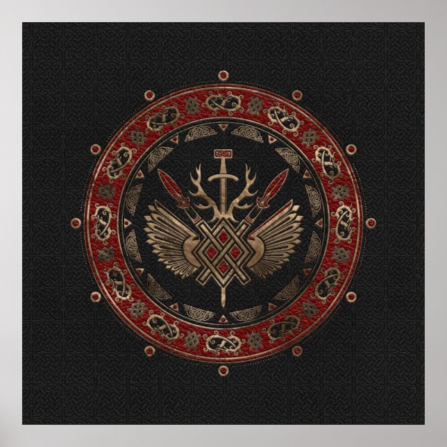 Póster Gungnir - Black and Red Leather and gold (Frente)