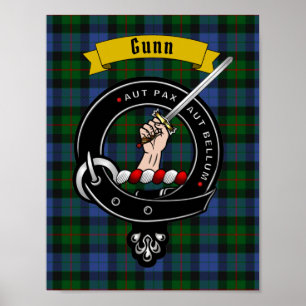 Póster Gunn Clan Badge & Tartan 8.5x11 Poster
