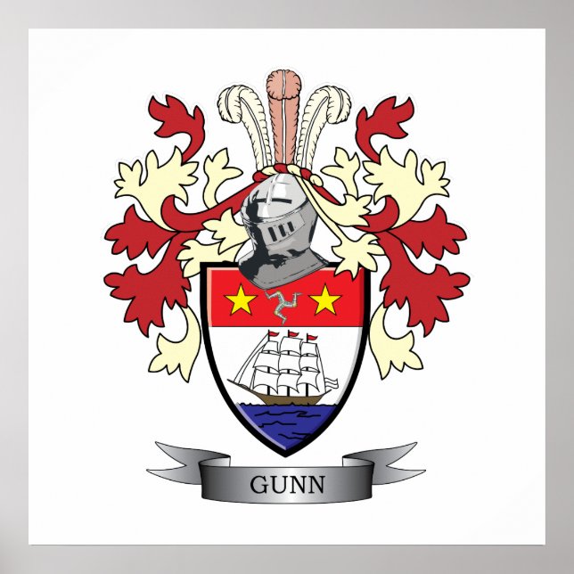 Póster Gunn Family Crest Coat of Arms (Frente)