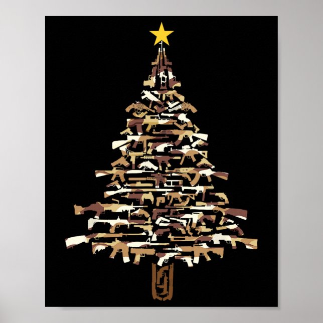 Póster Guns Christmas Tree - Camo Print Xmas Gift For Gun (Frente)