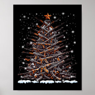 Póster Guns Christmas Tree Funny Men Xmas 2024 For Gun Lo