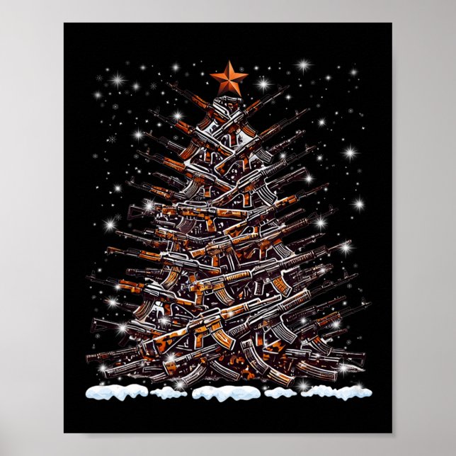 Póster Guns Christmas Tree Funny Men Xmas For Gun Lover  (Frente)