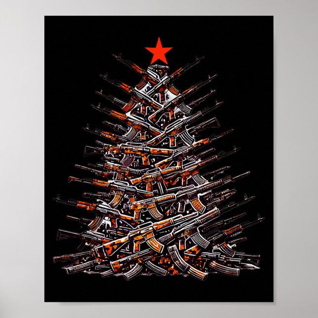 Póster Guns Christmas Tree Funny Xmas 2025 For Gun Lover  (Frente)