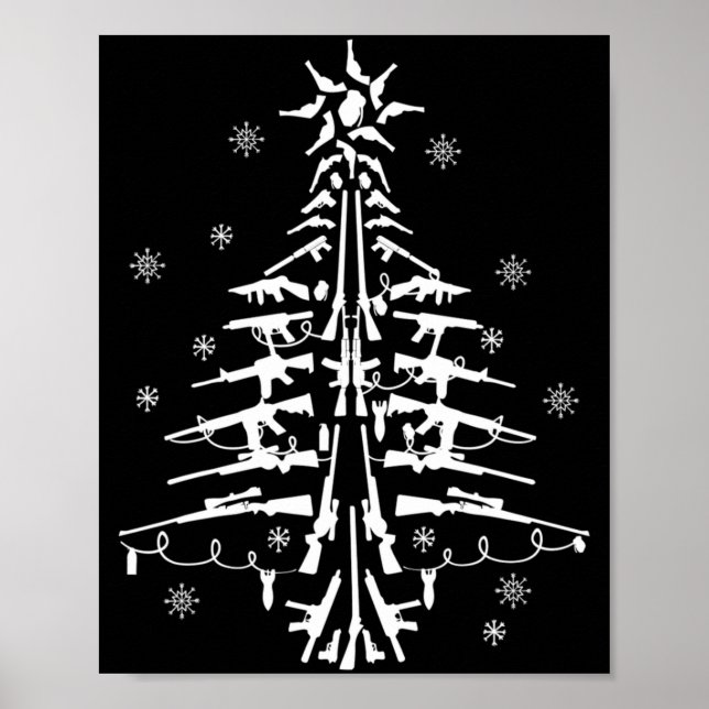 Póster Guns Christmas Tree Xmas For Men Military  (Frente)