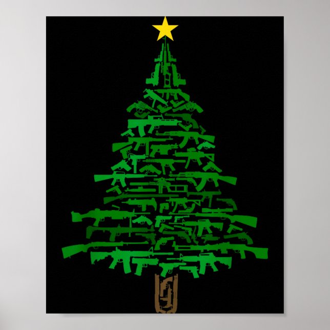 Póster Guns Christmas Tree - Xmas Gift For Guns Lover  (Frente)