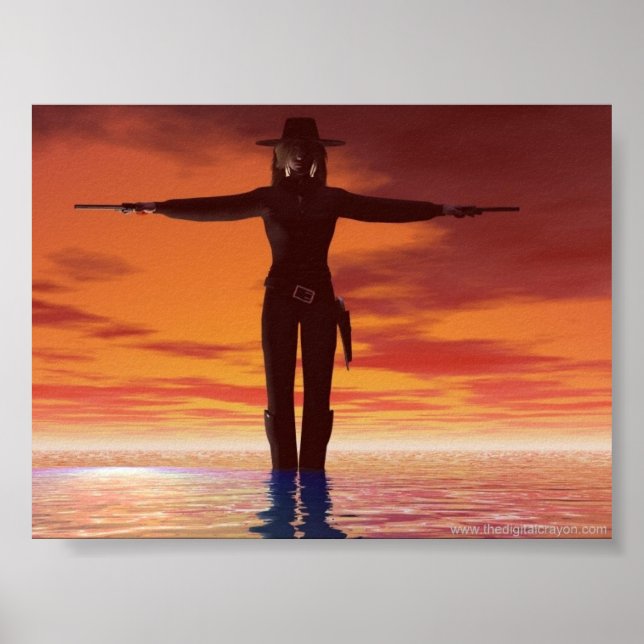 Póster Gunslinger femenina (Frente)