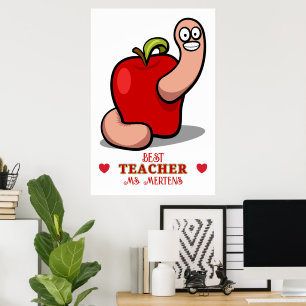 Póster Gusano de agradecimiento del profesor en Apple Aña