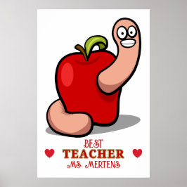 Póster Gusano de agradecimiento del profesor en Apple Aña