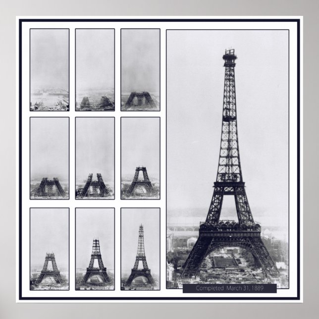 Póster Gustav Eiffel's Tower Under Construction Poster (Frente)