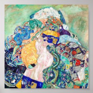 Póster Gustav Klimt, bebé cuna, Bella Artes