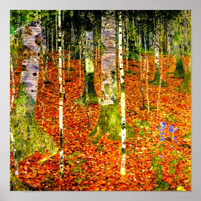 Póster Gustav Klimt Birch Trees (Frente)