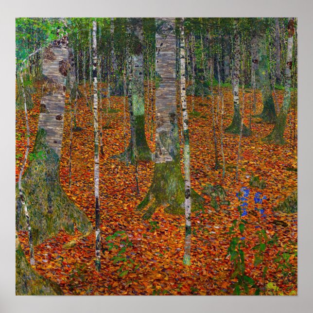Póster Gustav Klimt - Birch Wood (Frente)