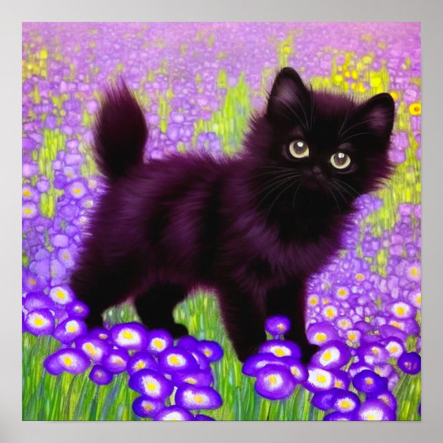 Póster Gustav Klimt Black Kitten (Frente)