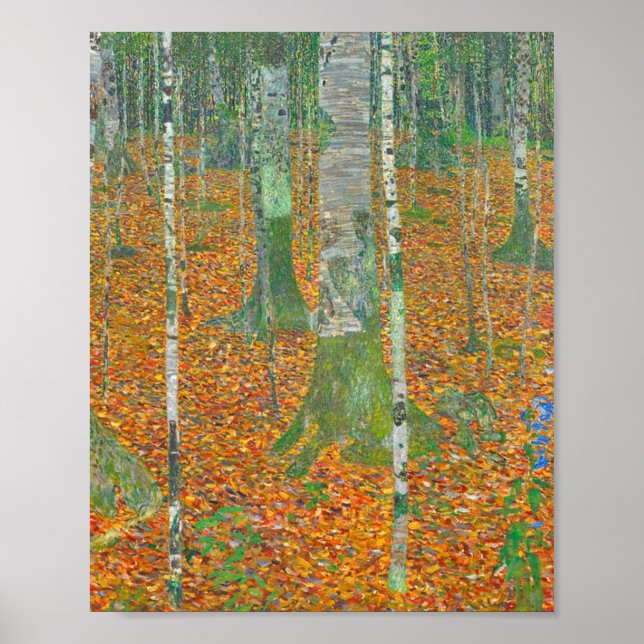 Póster Gustav Klimt - Bosque Birch (Frente)
