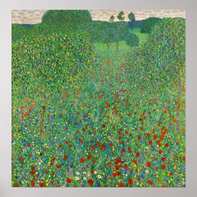 Póster Gustav Klimt - Campo de amapola (Frente)