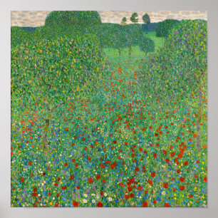 Póster Gustav Klimt - Campo de amapolas