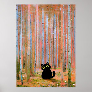 Póster Gustav Klimt Cat Pine Forest