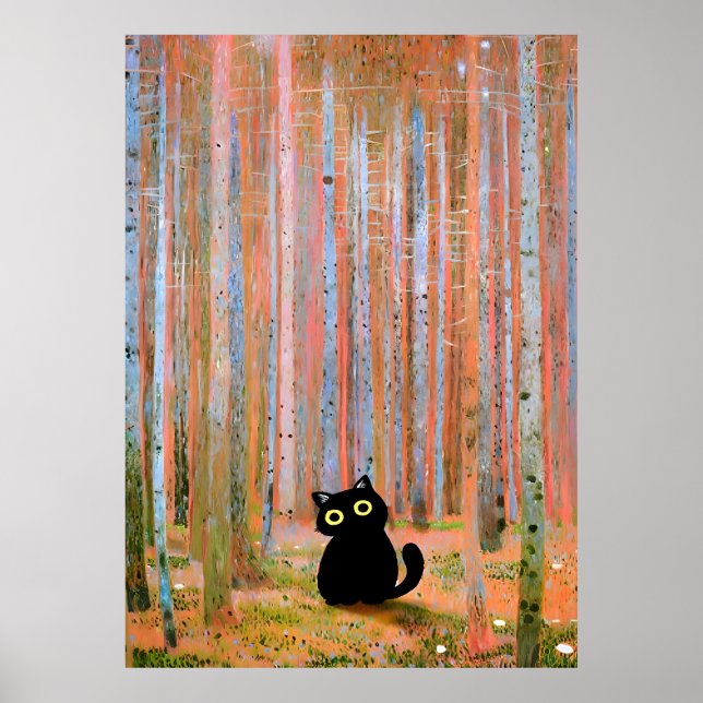 Póster Gustav Klimt Cat Pine Forest (Frente)