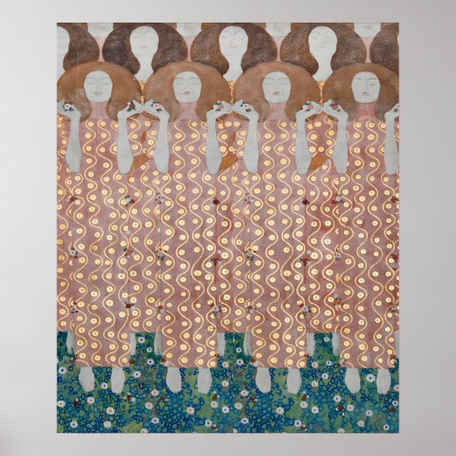 Póster Gustav Klimt - Coro del Detalle del Paraíso (Frente)