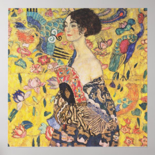 Póster Gustav Klimt - Dama con Poster de Reproducción de 