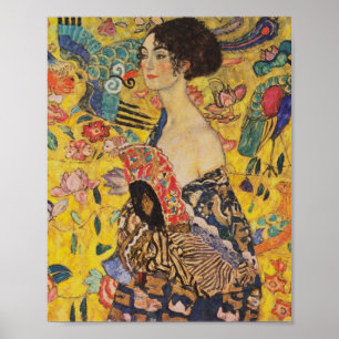 Póster Gustav Klimt - Dama de fans