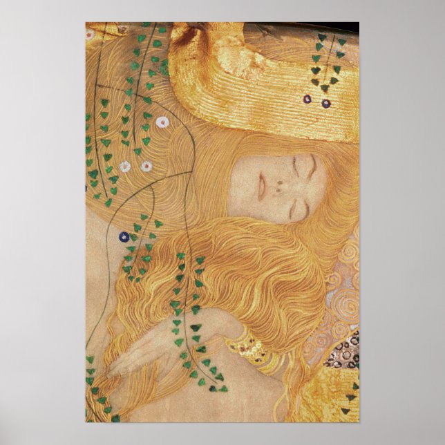Póster Gustav Klimt | Detalle de los serpientes de agua I (Frente)