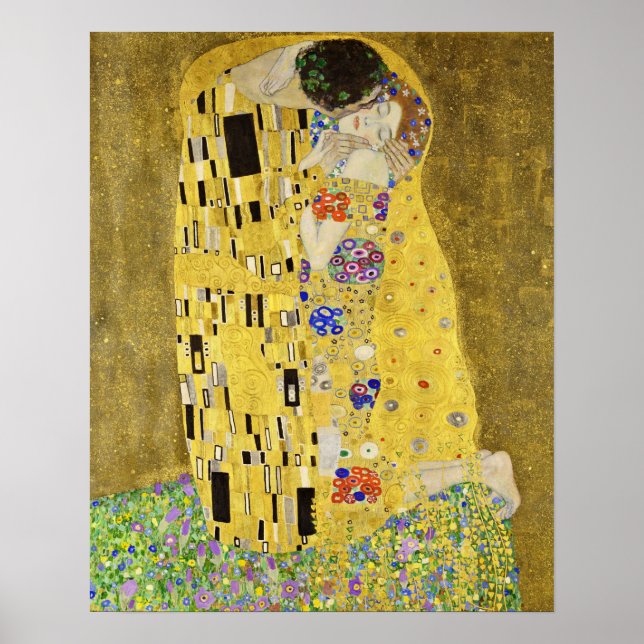 Póster Gustav Klimt - El beso (Frente)