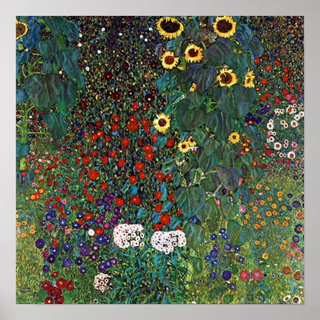 Póster Gustav Klimt Farm Garden (Frente)